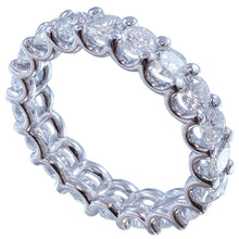 Load image into Gallery viewer, Large 14k solid white gold round cut forever one moissanite eternity band anniversary prong set propose promise 4.00ctw