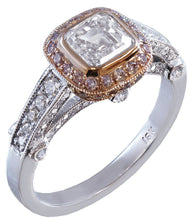 Load image into Gallery viewer, 18k white gold asscher cut pink sapphnire bezel engagement ring, bridal, weding, anniversary bezel set 1.65ct H-VS2 EGL US