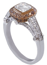 Load image into Gallery viewer, 18k white gold asscher cut pink sapphnire bezel engagement ring, bridal, weding, anniversary bezel set 1.65ct H-VS2 EGL US