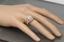Load image into Gallery viewer, 14k Rose Gold Round Cut Diamond Engagement Ring And Bands Halo Filigree 2.50ctw