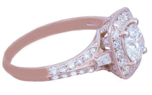 Load image into Gallery viewer, 14k Rose Gold Round Cut Forever One Moissanite and Diamond Engagement Ring Antique Style Prong Wedding, Bridal, Natural Diamonds 1.95ctw