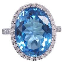 Load image into Gallery viewer, 14k White Gold Oval Cut Blue Topaz And Diamonds Engagement Ring Wedding, Anniversary, Natural Diamonds, Bridal 14.28ctw
