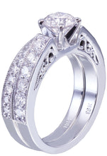 Load image into Gallery viewer, 14k White Gold Round Cut Diamond Engagement Ring And Band 1.45ctw H-VS2 EGL USA