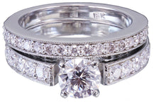 Load image into Gallery viewer, 14k White Gold Round Cut Diamond Engagement Ring And Band 1.45ctw H-VS2 EGL USA