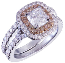 Load image into Gallery viewer, GIA I-VS2 14K White Gold Cushion Cut Diamond Engagement Ring And Band 1.90ct