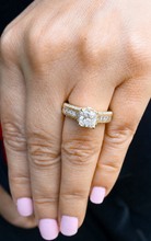 Load image into Gallery viewer, Princess Cut Moissanite And Round Cut Sides Engagement Ring Filigree Style Wedding Ring 14k Solid Yellow Gold Bridal Ring For Her 2.00ctw

