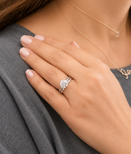 Load image into Gallery viewer, Solitaire Round Cut Moissanite Engagement Ring And Matching Band Set Wedding Set Six Prong Setting 7.50mm 14K Solid White Gold 1.50ct
