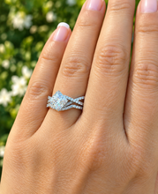Load image into Gallery viewer, Princess &amp; Round Diamond Halo Twisted Shank Bridal Ring Set IGI Certified 14K White Gold 1.80
