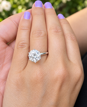 Load image into Gallery viewer, Round Cut Diamond Engagement Ring Crown Prong Style Solitaire IGI Certified Split Shank 14k Solid White Gold Wedding Bridal Ring 5.00ct
