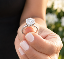 Load image into Gallery viewer, Round Cut Diamond Engagement Ring Crown Prong Style Solitaire IGI Certified Split Shank 14k Solid White Gold Wedding Bridal Ring 3.00ct
