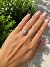 Load image into Gallery viewer, Emerald Cut Moissanite And Round Cut Sides Engagement Ring Set In 14k Yellow Gold Wedding Ring Bridal propose Ring 4.25ctw
