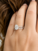 Load image into Gallery viewer, Oval Shape Moissanite And Round Cut Sides Engagement Ring And Matching Band 14k Solid White Gold Bridal Ring Solitaire Wedding Ring 3.15ctw
