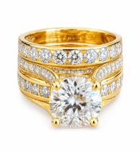 Load image into Gallery viewer, IGI Certified Round Cut Center Diamond Engagement Ring And Matching Band Inner Halo 14k Solid And Heavy White Gold Wedding Ring 7.50ctw
