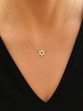 Load image into Gallery viewer, Star Of David Style CVD Diamond Pendent And Chain in 14K Solid Yellow Gold Necklace Minimalist Style Wedding Bridal Gift For Her

