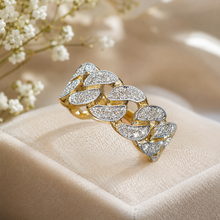 Load image into Gallery viewer, Round Cut Cvd Diamonds Ring Pave Set Men's Band Link Chain Style Men's Wedding Band Right Hand Ring Men's 14K Solid Yellow Gold 1.00ctw
