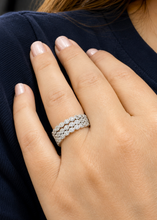 Load image into Gallery viewer, Round Cut Moissanites Band Eternity Style Anniversary Band Antique Filigree Style Engagement Band 14k White Gold Ring Wedding Bands 0.60ctw
