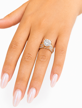 Load image into Gallery viewer, Cushion Cut Moissanite And Round Cut Sides Engagement Ring Set In 14k Solid Yellow Gold Bridal Ring Hidden Halo Style Wedding Ring 4.50ctw
