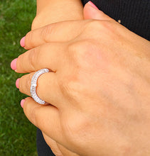 Load image into Gallery viewer, Round Cut Cvd Diamonds Band Anniversary V Shape Bridal Filigree Style Half Eternity Stackable Matching Band For Her 14k White Gold 0.70ctw

