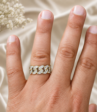 Load image into Gallery viewer, Round Cut Cvd Diamonds Ring Pave Set Men's Band Link Chain Style Men's Wedding Band Right Hand Ring Men's 14K Solid Yellow Gold 1.00ctw
