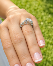 Load image into Gallery viewer, Pear Shape And Round Cut Sides Diamonds Engagement Ring IGI Certified 14k White Gold Bridal Ring Halo Wedding Ring antique Style 2.70 F-VS2
