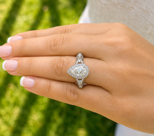 Load image into Gallery viewer, Pear Shape And Round Cut Sides Diamonds Engagement Ring IGI Certified 14k White Gold Bridal Ring Halo Wedding Ring antique Style 2.70 F-VS2
