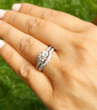Load image into Gallery viewer, GIA Certified Natural Round Cut Diamond Engagement Ring And Matching Band Antique Style Filigree Bridal Wedding Set 14k White Gold 1.00ctw
