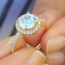 Load image into Gallery viewer, GIA Certified Round Cut Natural Diamond Engagement Ring Halo Wedding Ring Propose Bridal Ring Prong Set Propose Ring 14k Yellow Gold 1.50ctw
