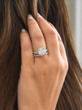 Load image into Gallery viewer, Cushion Cut and Round Cut Sides Diamond Engagement Ring And Matching Band IGI 14k Solid White Gold Deco Style Halo Wedding Set 3.00ct F-VS2
