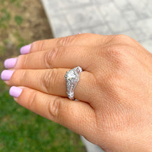 Load image into Gallery viewer, GIA Certified Natural Round Cut Diamond Engagement Ring Bridal Ring Antique Style Wedding Ring 14k Solid White Gold Propose Ring 1.15ctw
