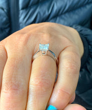 Load image into Gallery viewer, GIA Certified Natural Princess Cut Diamond Engagement Ring Solitaire 14k Solid White Gold Wedding Bridal Ring Four Prong Cathedral Set 1.20ct
