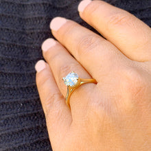 Load image into Gallery viewer, GIA Certified Cathedral Four Prong Set Round Cut Natural Diamond Engagement Solitaire Ring Minimalist Weddig Ring 14K Solid Yellow Gold 1.00ct
