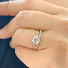 Load image into Gallery viewer, GIA Certified Natural Asscher Cut and Round Cut Diamond Engagement Ring And Matching Wedding Bridal Ring Set 14K Solid Yellow Gold 1.40ctw
