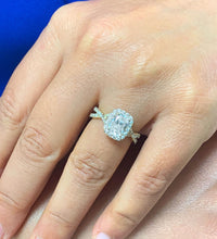 Load image into Gallery viewer, GIA Certified Natutral Cushion Cut And Round Cut Sides Diamond Engagement Ring Halo Bridal Ring 14k Solid Yellow Gold Wedding Ring 2.25ctw
