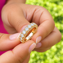 Load image into Gallery viewer, Round Cut Cvd Diamonds Three Sided Eternity Band Set Anniversary Band Prong Set Wedding Band In 14k Solid Rose Gold Eternity Band 4.00ctw
