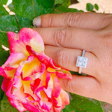 Load image into Gallery viewer, GIA Certified Natural Princess Cut And Round Cut Sides Diamond Engagement Ring Halo Wedding Ring 14k Solid White Gold Bridal Ring 1.80ctw
