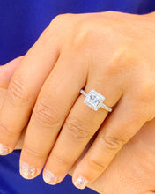 Load image into Gallery viewer, GIA Certified Natural Princess Cut And Round Cut Sides Diamond Engagement Ring Halo Wedding Ring 14k Solid White Gold Bridal Ring 1.80ctw
