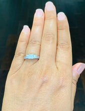 Load image into Gallery viewer, GIA Certified Natural Princess And Round Cut Diamond Engagement Ring Antique Style 14k Solid White Gold Wedding Ring Three Stone Style 1.50ctw
