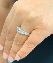 Load image into Gallery viewer, GIA Certified Natural Princess And Round Cut Diamond Engagement Ring Antique Style 14k Solid White Gold Wedding Ring Three Stone Style 1.50ctw
