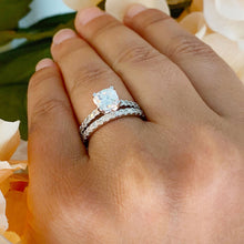 Load image into Gallery viewer, GIA Certified Cushion And Round Cut Sides Natural Diamond Engagement Ring And Band Halo Bridal Wedding Bridal Set 14k Solid White Gold 1.50ctw
