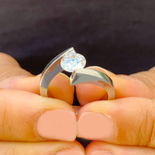 Load image into Gallery viewer, GIA Certified Natural Round Cut Engagement Ring Tension Set Solitaire 14k Solid And Heavy White Gold Wedding Ring Bridal Women&#39;s Ring 1.00ct
