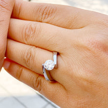 Load image into Gallery viewer, GIA Certified Natural Round Cut Engagement Ring Tension Set Solitaire 14k Solid And Heavy White Gold Wedding Ring Bridal Women&#39;s Ring 1.00ct
