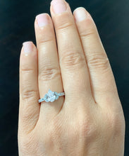 Load image into Gallery viewer, GIA Certified Pear Shape and Round Cut Sides Natural Diamond Engagement Ring Deco Antique Style Wedding Ring In 14k solid white gold 1.15ctw
