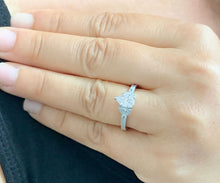 Load image into Gallery viewer, GIA Certified Pear Shape and Round Cut Sides Natural Diamond Engagement Ring Deco Antique Style Wedding Ring In 14k solid white gold 1.15ctw
