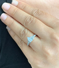 Load image into Gallery viewer, GIA Certified Pear Shape and Round Cut Sides Natural Diamond Engagement Ring Deco Antique Style Wedding Ring In 14k solid white gold 1.15ctw
