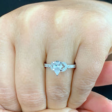 Load image into Gallery viewer, GIA Certified Pear Shape and Round Cut Sides Natural Diamond Engagement Ring Deco Antique Style Wedding Ring In 14k solid white gold 1.15ctw
