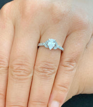 Load image into Gallery viewer, GIA Certified Pear Shape and Round Cut Sides Natural Diamond Engagement Ring Deco Antique Style Wedding Ring In 14k solid white gold 1.15ctw

