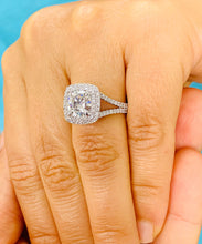 Load image into Gallery viewer, GIA Certified Natural Round Cut Diamond Engagement Ring Halo Bridal Ring Split Shanks Wedding Ring 14k Solid White Gold Propose Ring 2.50ctw
