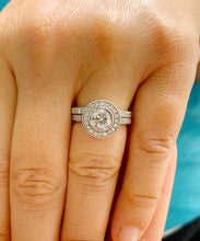 Load image into Gallery viewer, GIA Certified Round Cut Natural Diamond Engagement Ring And Matching Band Bezel Set Antique Filigree Style 14k Solid White Gold 1.70ctw

