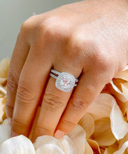Load image into Gallery viewer, GIA Certified Natural Cushion Cut Diamond Egagement Ring And Band Double Halo Bridal Wedding Set 14k Solid White Gold Matching Band 1.90ctw
