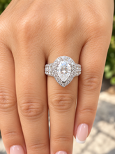 Load image into Gallery viewer, Pear Shape Center And Round Cut Sides Diamond Engagement Ring Halo Ring Wedding Bridal Ring IGI Certified 14k Solid White Gold 4.40ctw G-VS2
